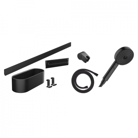 Ensemble d'accessoires de douche sans thermostatique noir mat HANSGROHE WallStoris 