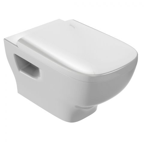 WC suspendu sans rebord B-8030R Blanc - avec nano-revêtement - couvercle  soft-close inclus