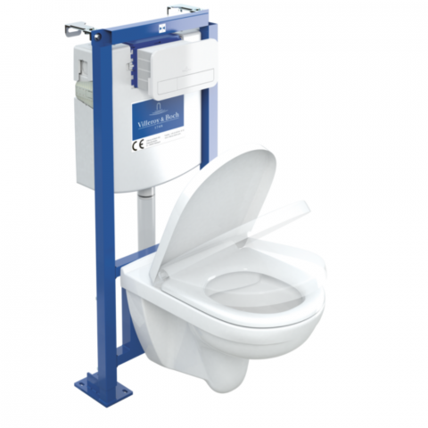 Pack WC suspendu sans bride VILLEROY ET BOCH O.novo + bâti support + plaque