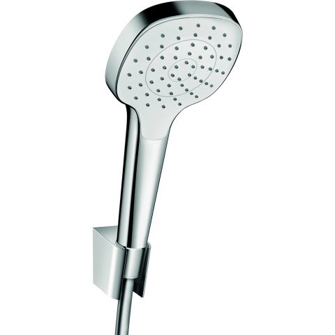 Ensemble support mural et douchette 1jet avec flexible de douche 160 cm blanc/chromé Hansgrohe Croma Select E