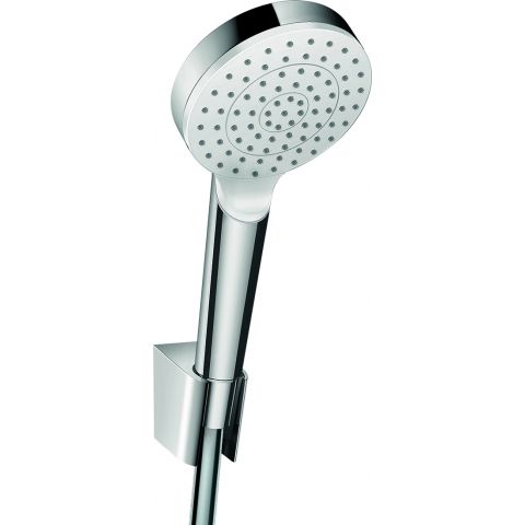 Ensemble support mural et douchette 1jet avec flexible de douche 125 cm blanc/chromé Hansgrohe Crometta