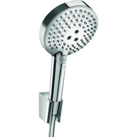 Ensemble support mural et douchette 120 3jet PowderRain avec flexible de douche 160 cm chromé Hansgrohe Raindance Select S