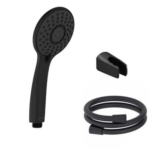 Pommeau de douche JACOB DELAFON Juliette noir mat + flexible et support de douche noir mat