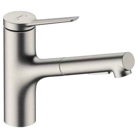 Robinet de cuisine avec douchette HANSGROHE Zesis M33 150 sBox 2 jets aspect acier inox