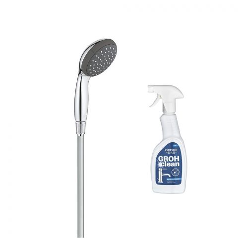 GROHE Ensemble de douche 1 jet avec support mural Vitalio Start 100 Chromé + nettoyant robinetterie GrohClean