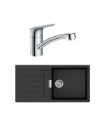 Pack evier 1 bac HANSGROHE S52 synthèse noir + robinet de cuisine HANSGROHE Logis M31 120 chromé