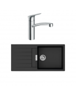 Pack evier 1 bac HANSGROHE S52 synthèse noir + robinet de cuisine HANSGROHE Logis M31 160 chromé