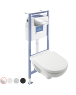 Pack WC sans bride VILLEROY ET BOCH O novo avec abattant frein de chute + bâti-support sol et mur Viconnect PRO + plaque