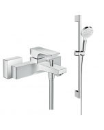 Mitigeur baignoire mécanique HANSGROHE Metropol chromé + pack pommeau de douche Croma 2 jets + flexible + barre