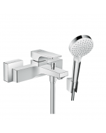 Mitigeur baignoire mécanique HANSGROHE Metropol chromé + pack pommeau de douche Crometta 2 jets + support + flexible