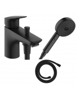 Mitigeur baignoire mécanique HANSGROHE Logis C2 + pack pommeau Pulsify Select 3 jets EcoSmart + flexible Isiflex 160 cm noir mat
