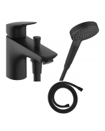 Mitigeur baignoire mécanique HANSGROHE Logis C2 + pack pommeau Vernis Blend 2 jets EcoSmart + flexible Isiflex 160 cm noir mat
