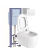 Pack WC suspendu compact sans bride DURAVIT Me by Starck avec abattant frein de chute + bati support SIAMP + Plaque de commande 