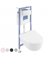 Pack WC suspendu sans bride VILLEROY ET BOCH Avento + Bâti support ViConnect Pro + abattant frein de chute + plaque