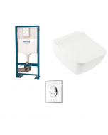 Pack WC suspendu Villeroy & Boch Venticello + Bâti support Grohe + plaque chrome