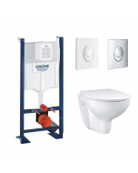Pack WC sans bride Bau Ceramic avec abattant + Bâti support WC Rapid SL + plaque de commande Start Grohe