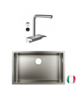 Lot Evier encastré HANSGROHE S719-U660, acier inoxydable + robinet cuisine  